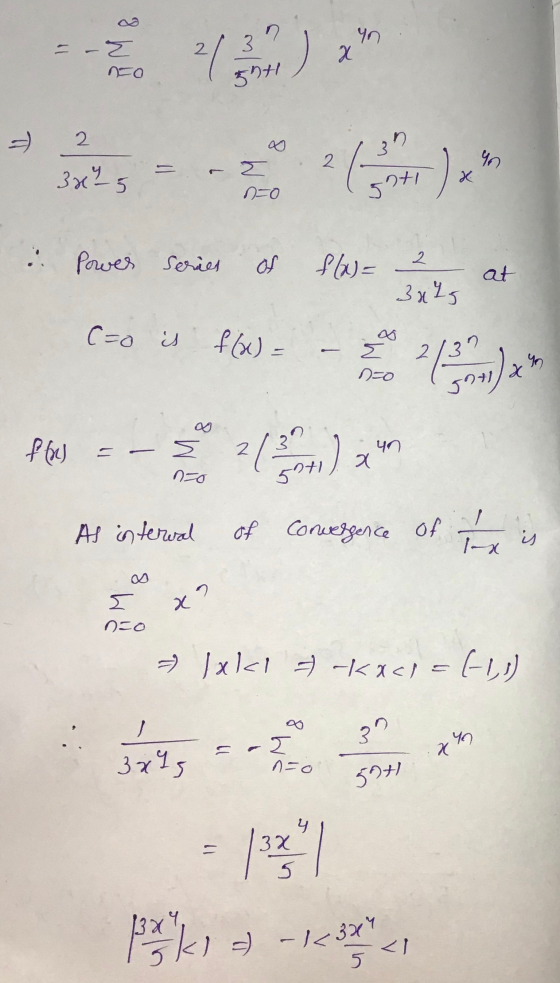 Yn - - Z 2( X 3. 554 2 ~ 3n ㅋ 2 yn 3x43 - 2 63041) X Power Series of f(x)= 2 3xlg at C=o is f(x) = E 2. 263 yo x got 3 ffr) s