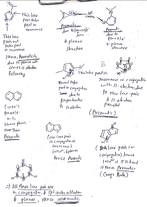 Me this lone thumani Aromatic, due to li due to (untarile zero & planar Structure fint T) paistake part in nosonance This lon