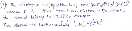 The eleetronte coftgaiatton ts of ype n-)4p4nd H1)65 where n5 ree there u one eleetron n5d oblta the elenuent lelongs to ran