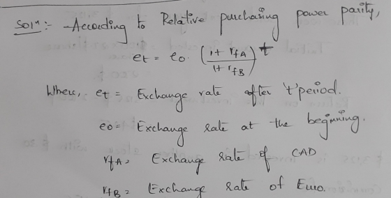 Itoff Som According to Relative purchasing power parity, ex eo (it ffA) t itt When, et Exchange rate after tpeuod. eo- Excha