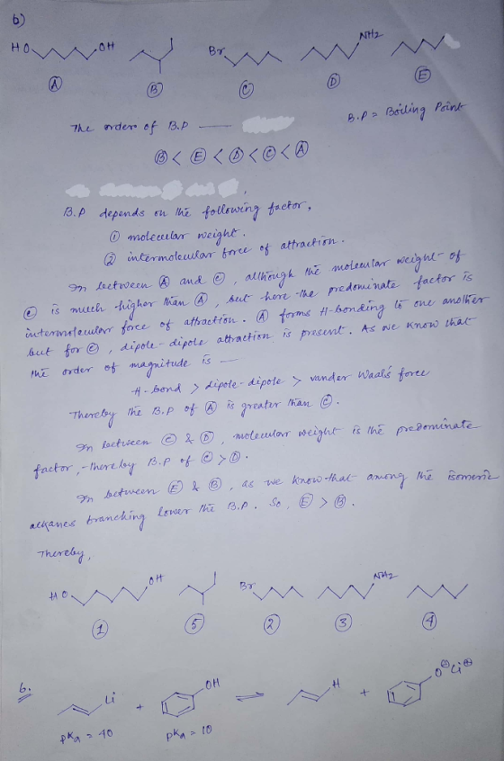 b) H O 0H Nttz The nder of B.p ®く@c@c@c囚 molecular neight H band ipote ipte nder Waaks fore づn between. (E) k@) , as tie, kno