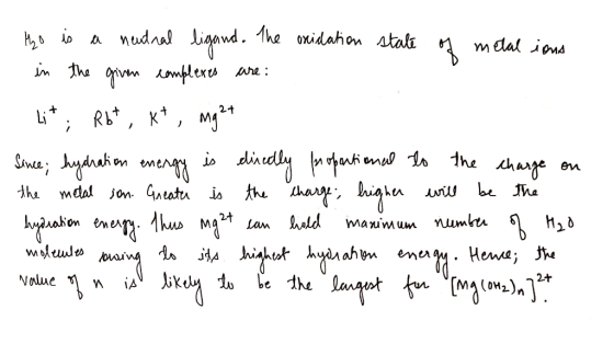 the is a neutral ligand. The oxidation state cate of of metal imm metal ions - in the given complexes are: - Lit; Rbt , xt, n