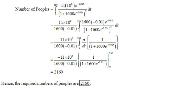 180 -0.017 11(109)e-0.011 Number of Peoples = 1 -dt (1+1600e 11x10 180 1600 (-0.01)e-0.011 -dt 1600(-0.01) (1+1600-.1)? -11x1
