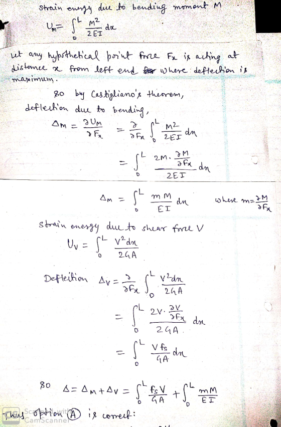 This option is comert: Om= . Uv = S strain energy due to bending moment M Um sl m² ds 2 EI Let any hypothetical point force E