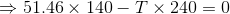 \Rightarrow 51.46\times 140-T\times 240=0