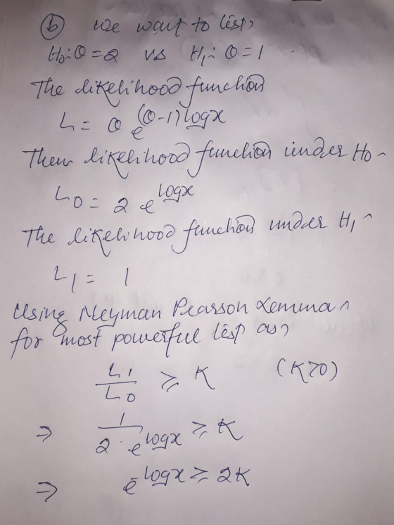 We want to lest Hoid=2 VB Hino=1 The likelihood funchie heo (0-11loga Theems likelihood funcliba inder Hon Lo=al loga ། The l