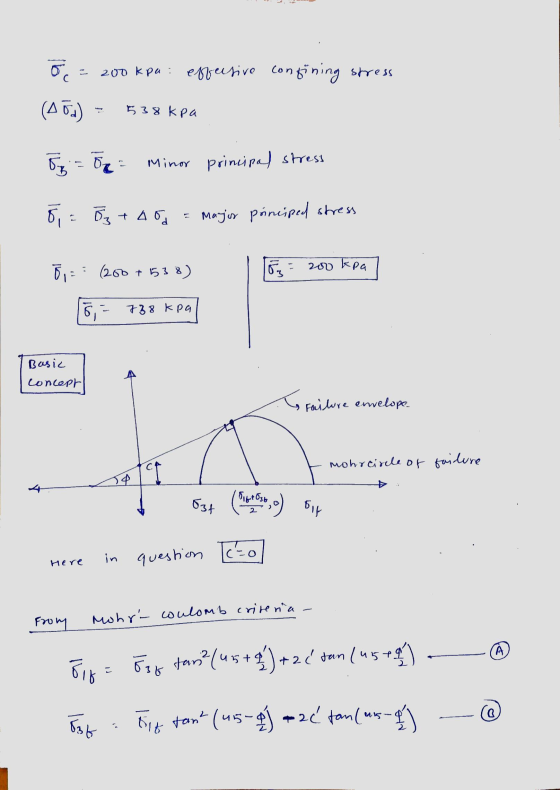 с. - 20ъ кри : ebuhvo Continina shrex moto 538 kpa Jeg = 0o = Minor principal stress 5,= By + add a major principped stress 1