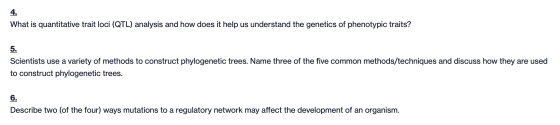 4. What is quantitative trait loci (QTL) analysis and how does it help us understand the genetics of phenotypic traits? 5. Sc