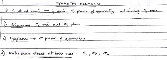 SYMMETRY ELEMENTS : RY ELEMENTS s akis (a) 3 - stand chair aris, o plause of symmetry containing (6) Scissoras e axis and ou