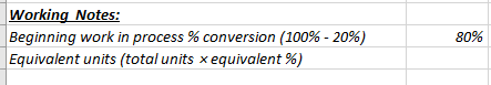 Working Notes: (100%-20%) 80%