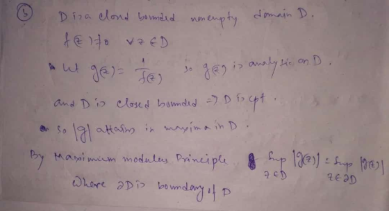 won non empty w gel = fa He on D. ga Dina clond bounded domain D. felto V7ED is analysis and D is closed bounded - D To cpt o