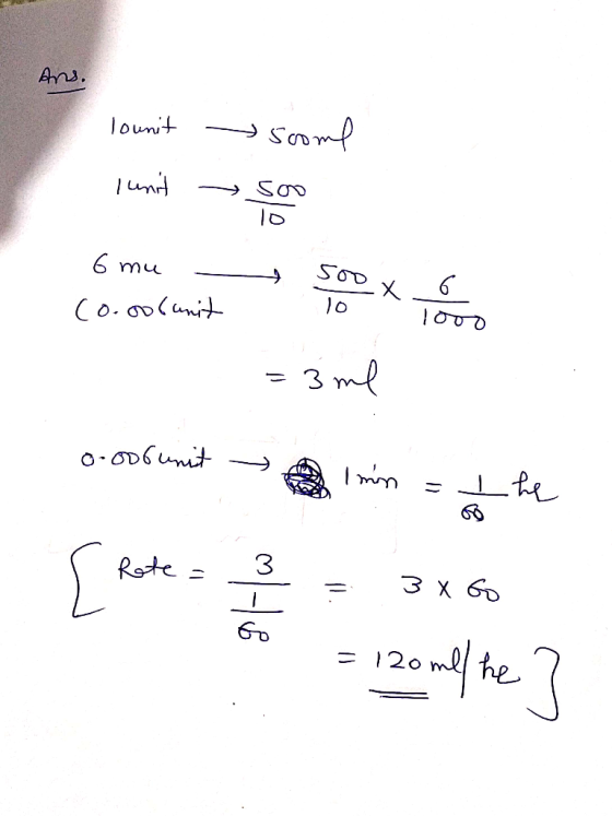 Ans. So lounit Sao 6 SOD mu Co. ooani 3 ml o ODunit Unu 3 Rote 3 X G0 GD he