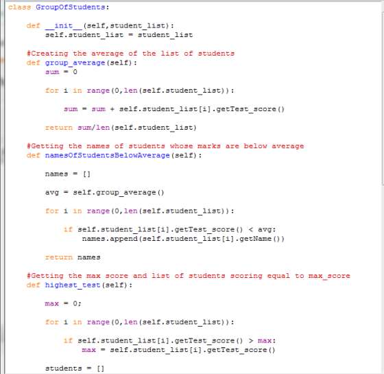 class GroupOfStudents: def init__(self, student_list): self.student_list = student_list #Creating the average of the list of