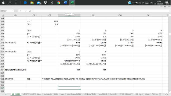 12 e 25 * 9W Q v 1x B: 05:38 ENG 01-03-2020 24 X fix CU367 2 344 Formula Bar CR CS CT - cv cw cx ca rs = DO = 13% 1.5 348 CAS