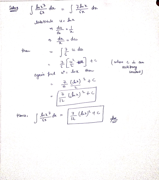 Solna s hit da In 27 62 s 7 lux de substitute Uz cha थ I du dhe x du dre Sh then Z u du tc - 7 [u - (where c is an arbitrang