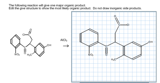 Image for The following reaction will give one major organic product. Edit the give structure to show the most likely or