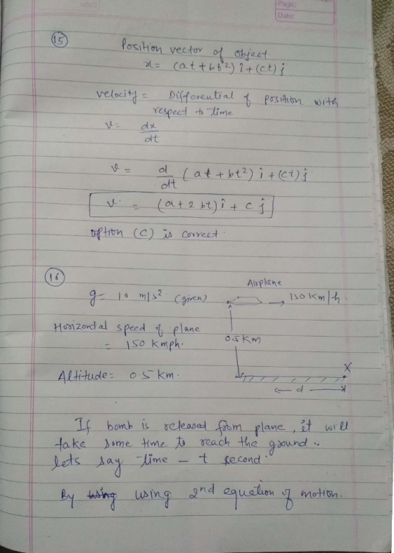Date position vector _억 ctdaet respeet t lime olt ott Aisplane So kmph Altitudes km dl if bamb is rcleavel m plane it take sm
