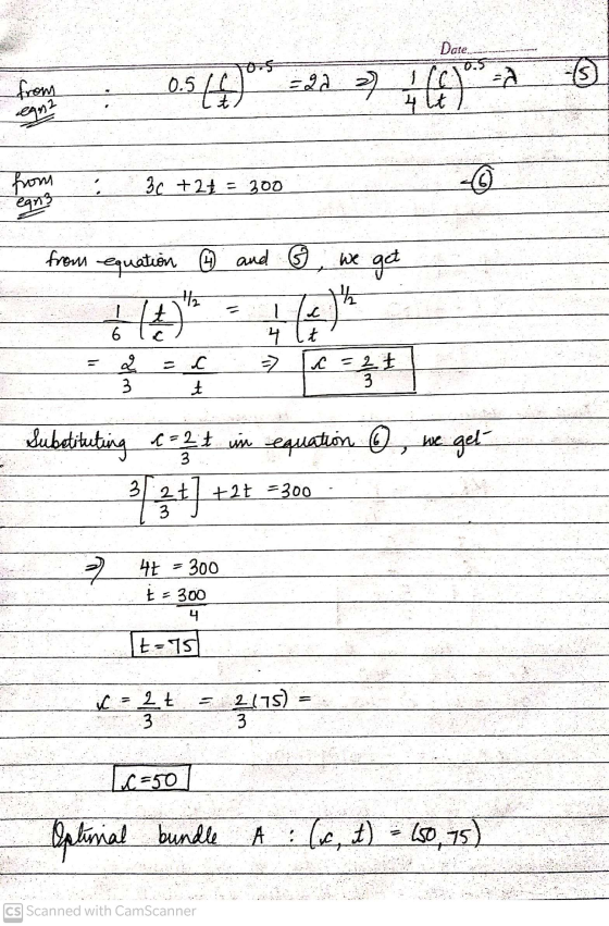 Date 15 from 0.54 =22 2 1 fel a it egna 4 lt from egns 3c +2+ = 300 0 and we get from equation, H2 it 14 6 C = 22 3 4 lt => c