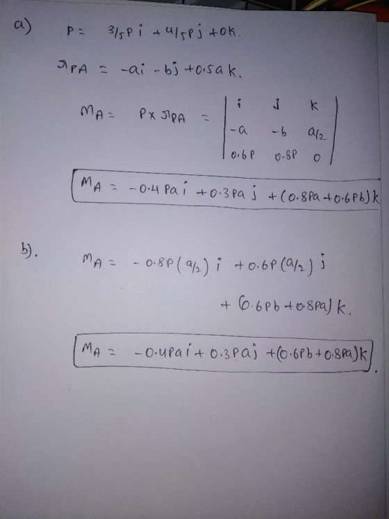 a P= 3/5pi & u/ Pjtok. APA = -ai .bj toisak. Мез Рx Slee - l-a ab ala Tobe o8p ol MA = -0.4 Pai at 0.3 pa j a (0.89a +0.6Pb)
