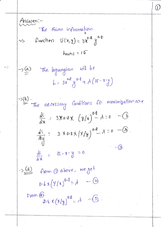 Answen!- The Guiven information uus 스 15- づ(a) The lagyangran ioll be The ne.cessany Gondihons fa maximigahon ahe du Fom abov