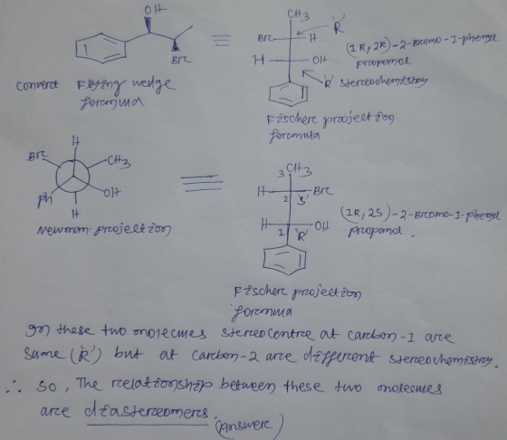 OH CH3 ) (1R, 2 R)-2-Bromo I phenye H Br Flying wedge foramina - OH propemol e stereochemistry convert Rascher project on for