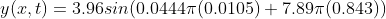 y(x,t)= 3.96sin(0.0444\pi (0.0105)+7.89\pi (0.843))
