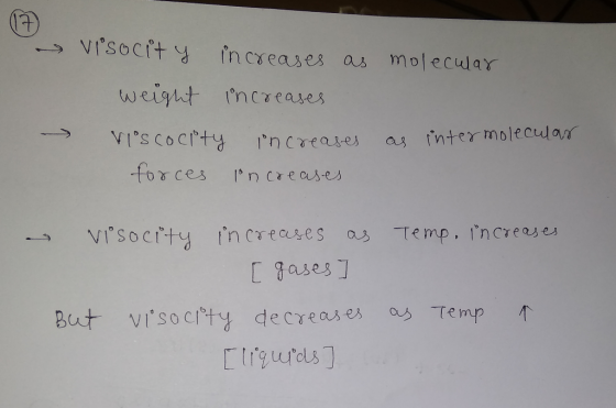 visocit y In creases as molecular weight increases VIS COCrty as intermolecular 1ncreases forces 1°n creases viSocity fn