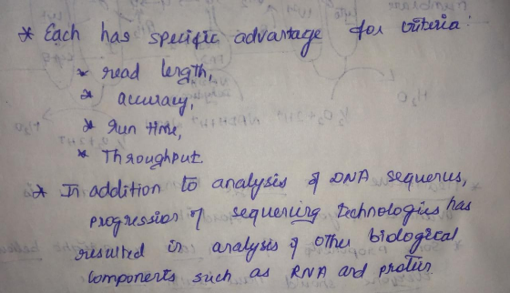 * Each has specific advantage to & read length, * away, Oply do run time to & Throughput od In addition to analysis of DNA se