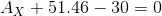 A_{X}+51.46-30=0