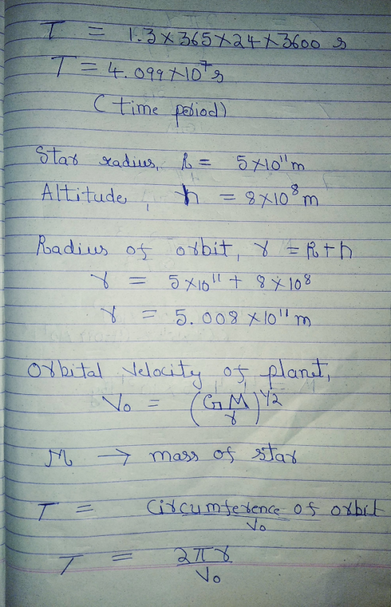 1.3X3657at2soo T409971D Ctime paiad tat tadius 510 m Altitude -9X10 m Roadius os obit, Yfth 5X1 t9108 5. 002 xlo m 0 hital el