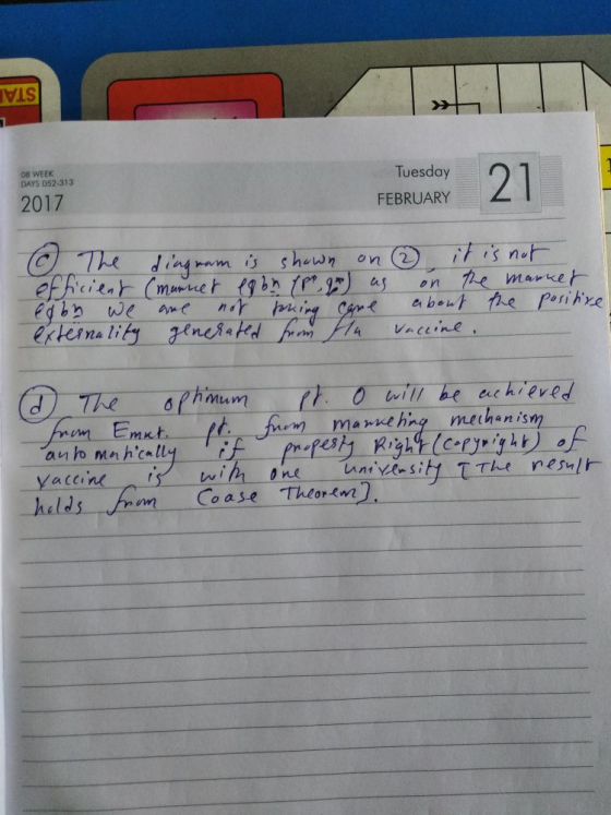 STA 21 Tuesday 08 WEEK DAYS 052-313 FEBRUARY 2017 tis not カe marke ト about fhe Pesihre The dingnm efficieat Cmne is shown as