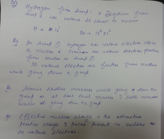 √ Hydrogen from erroup I & Beryllium from hop 2 has valence is closest to nuuus Hy bils Be 15²25² electron close elechas Fust