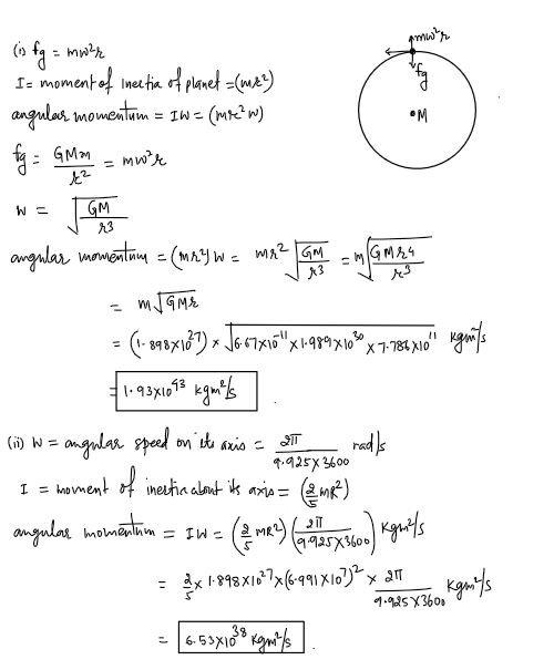 pmws (in fg = mwar att Iz moment of linee tia of planet =(mk) angular momentum = IW = (MI?w) mwar M fg = GM on (² GM 13 W ang