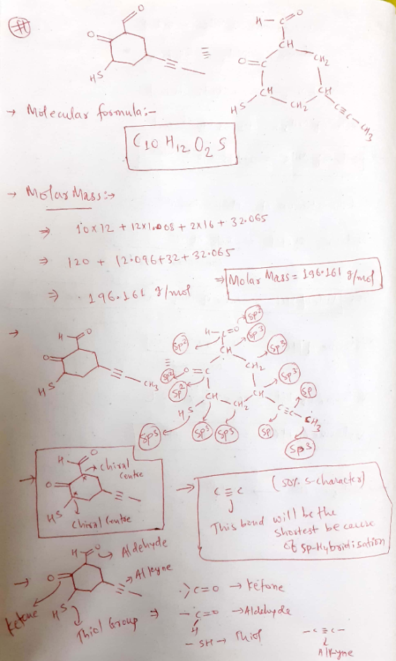 C CH HSCH Molecular formula;- (10 H iz Os Molar Massas > 10x12 + 12x1.00% + 2x16 + 32.065 120+ 12:096+32+32.065 = .1960166 g/