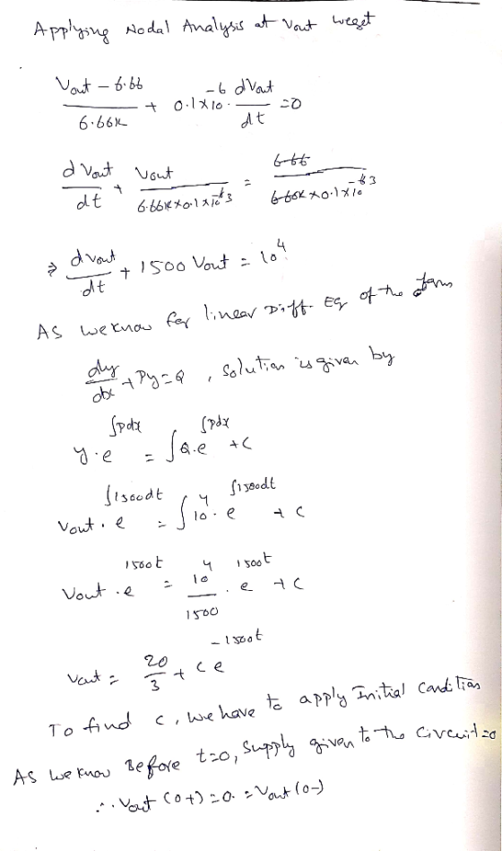Applying Nodal Analysis at vout weget Vout -bibb - + 6.66k 6 dvout o.lx10. 00 d Vout - vout 666 6.66ktal x103 book to 1x10 ?