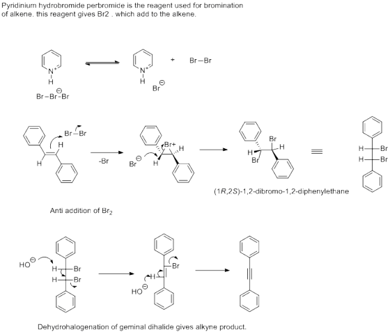 Pyridinium hydrobromide perbromide is the reagent used for bromination of alkene. this reagent gives Br2. which add to the al