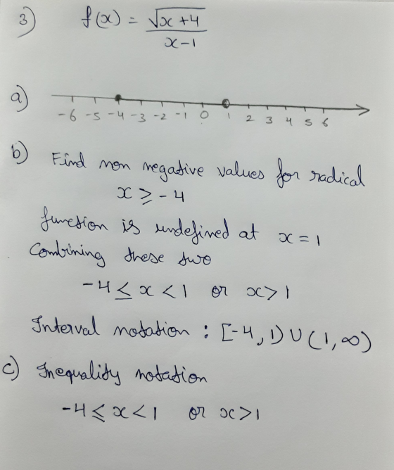 3 f (x) = Joct4 X-1 a ) -6-5-4-3-2-1 0 1 2 3 4 5 6 6 ) f Combining Find non negative values for radical x3,-4 function is und