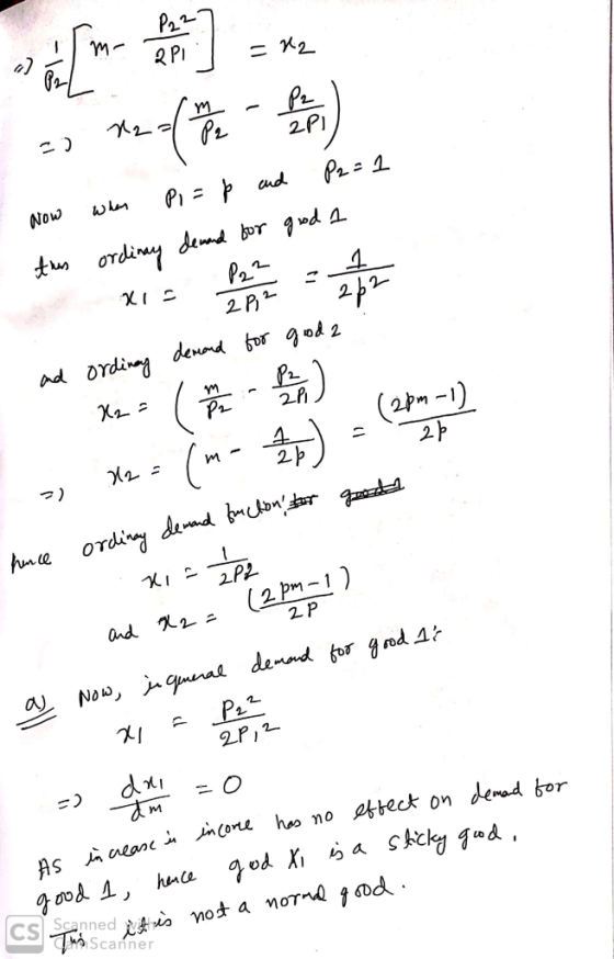 [mment = x2 | 33 mzale med et par Now when Pi= p and P2 = 1 twis ordinay de und for good a and ordinary demand for gode X3 le