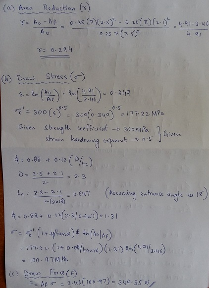 (a) Area Reduction() γ= 0.244 (b Draw Stress ( Ae 3.46 0-300(e) 300(.0 .3(a) -=177, 22 MPa . ivem strain hardeniną expotS D 2