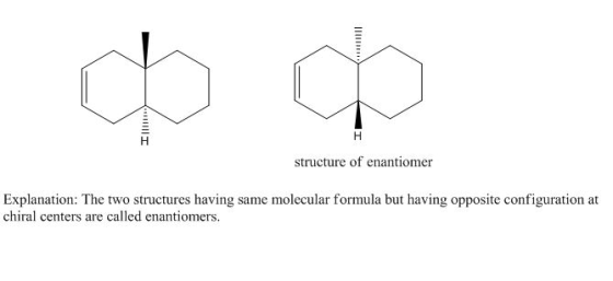 structure of enantiomer Explanation: The two structures having same molecular formula but having opposite configuration at ch