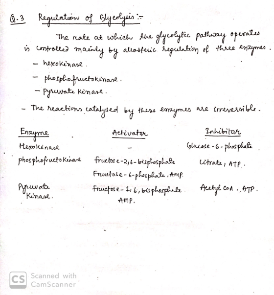 Plan Q-3 Regulation of Glycolysis The reate at which the glycolytic pathway operates controlled mainly by allosferic regulati