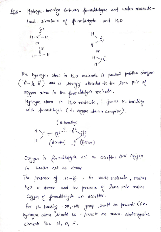 Ang - Hyelrogan- bonding between formaldehyde and waten molecule- lewis structure of formaldehyde and theo A. 6: Hoc..l Oy HC