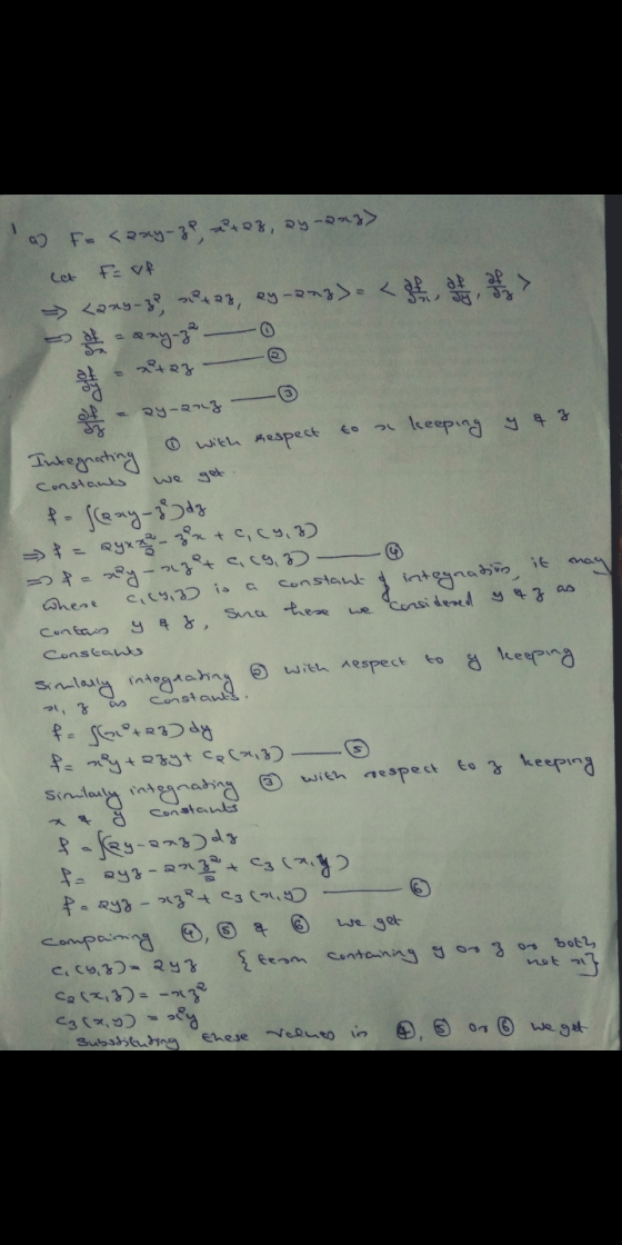 let a) Fa <pay-3? -+23, ay-a53> F = vf → <339-3? *R+23, ey-2~3): < > sexy-ga Xtaz it hay constant 3 २५-27-3 Integrating with