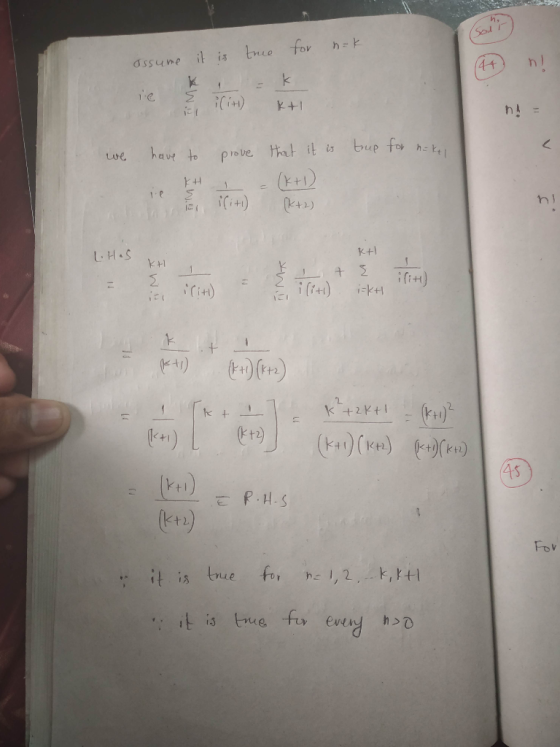 ơssume it is true tor 44 h hi oe have to Prove ati is be fo h- 1.e hl K+l に[ 40 (1+2 4s it is tue ,2,*, 秀 ue