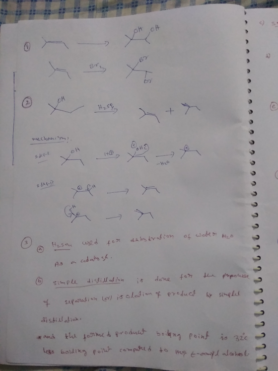 osa OM H2S4, mechanisms of water an used for H₂sou dehydration As a cataly ge. the propouse ③ simple distilladian is done for