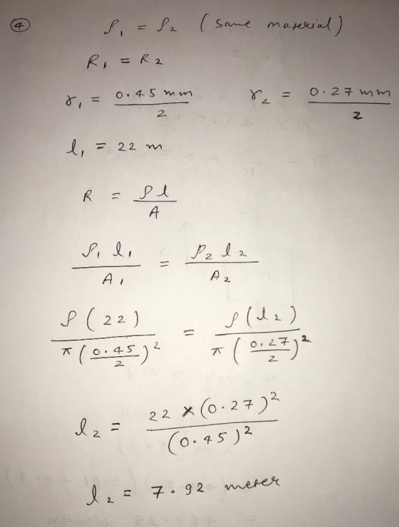 (same material) S = 12 R = R2 r = 0.45 mm r = 0. 27 mm 2 l = 22 m R = se Pili - Pole A, A2 8 (22) *10.45)2 S (22) + ( 0.27) 2
