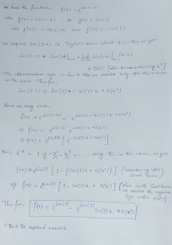 We have the function f(x) - Sin Cix) also gcx) = sin(1-x) , so gco) = sin(4) and g(x) = – cos (1-2) and gco) = - COSCI) We