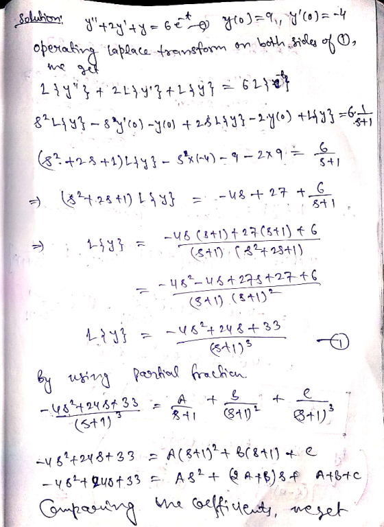 . : : , S11. 8+341 – 4* to )=,, 80)= -4 operating la place transform on both sides of O, me get 1 4 *+ + 2-3 уt L537 = 62