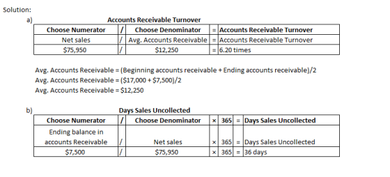 Solution: Accounts Receivable Turnover Choose Numerator 17 Choose Denominator = Accounts Receivable Turnover Net sales 1/ Avg