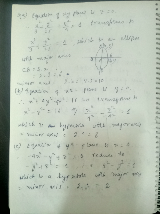312) Equation of sy plane is z = 0. x + y + 2 = 1 transforms to 9 254 - 1 which is an ellipse got 25 with major aniso lo CB =